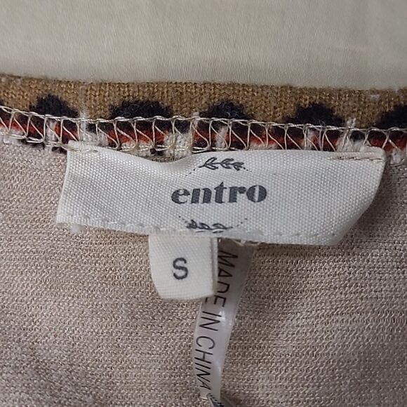 entro sz S fringed southwestern motif pullover top - Picture 7 of 9